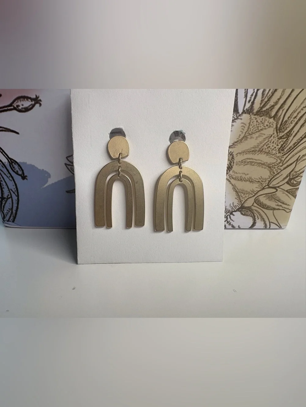 Gold Arch Dangle Earrings